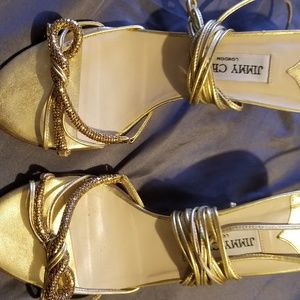 Jimmy choosing strap heel sandal